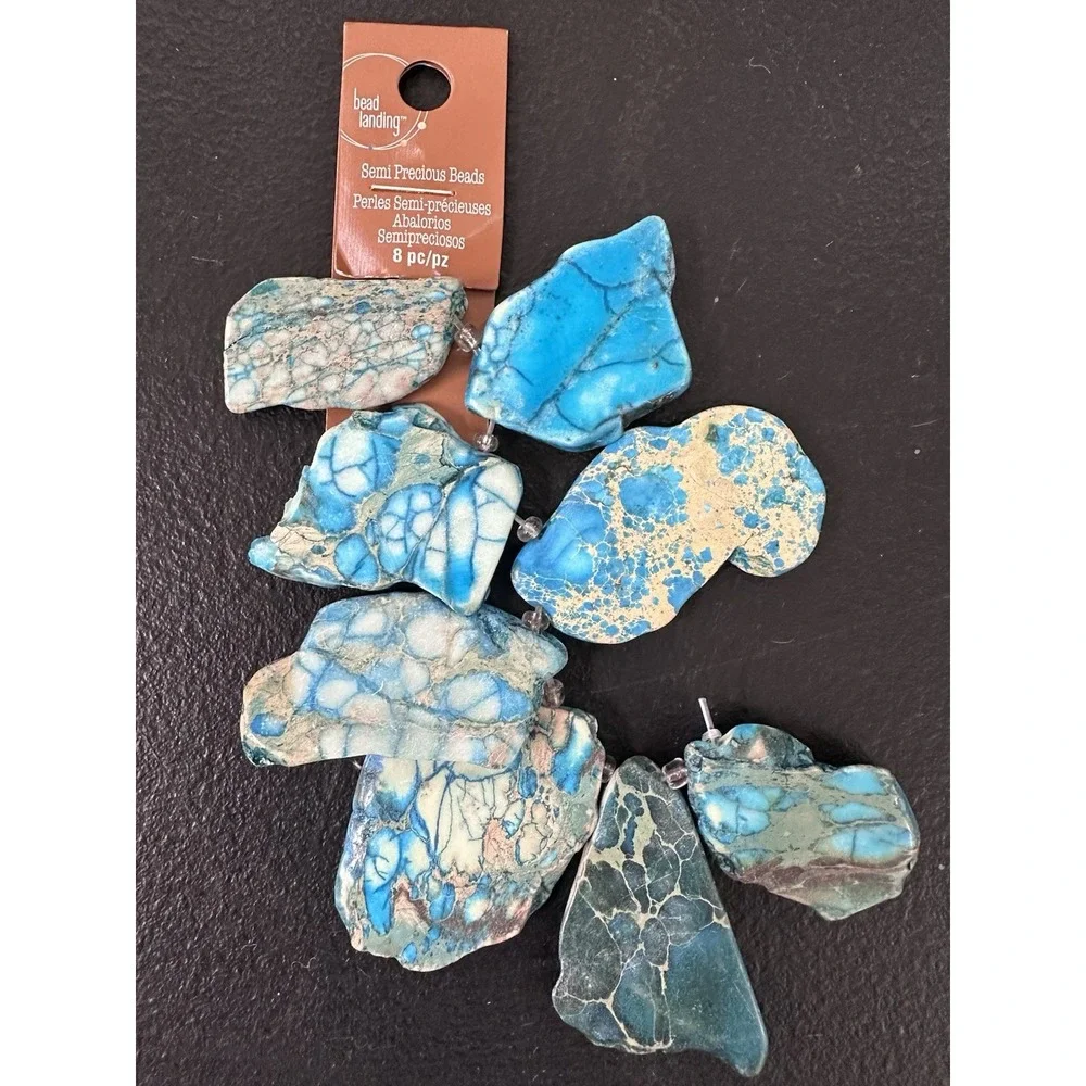 Semi Precious Sliced Jasper Blue Lot Of 5